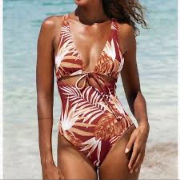 Cupshe Tropical Print One-Piece Swimsuit Sz S nwt 008 - Picture 1 of 1